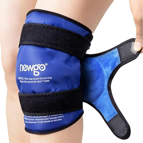 NEWGO Knee Ice Pack Wrap, Ice Pack for Knees Cold Compression Therapy for Knee Replacement Surgery, Arthritis Pain, ACL, Swelling, Sports Injuries (21.7 x 9.8) - Blue