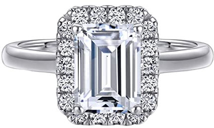 Daesar Damen Ring Silber 925 Eckig, Solitär Ring mit Rechteck Zirkonia Verlobungsringe Trauring Nickelfrei Ring Silber Personalisiert Größe 57 (18.1)