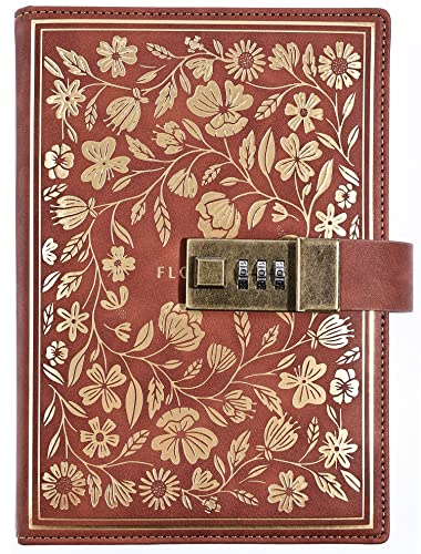 NectaRoy Vintage Lockable Diary, B6 European Style Travel Journal with Lock, PU Leather Password Notebook Planner Agenda Sketchbook, Office School Supplies Student Stationery Birthday Gift, 20x14cm