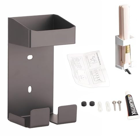 Gefemini Stainless Steel Wall Mount Hair Dryer, Curling Iron and Styling Tool Organizer Basket