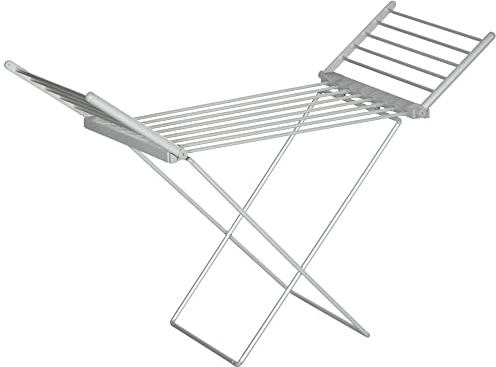 HOMCOM Stendino Elettrico Riscaldato con Ali, Stendibiancheria Pieghevole Salvaspazio in Lega di Alluminio, 144x53x91cm, Argento