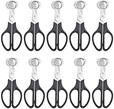 XINMEIWEN 10Pack Stainless Steel Quail Egg Cutter Scissors Quail and Pigeon Egg Cutter Tool Quail Scissors Opener Quail Egg Cracker for Home Kitchen (Black)