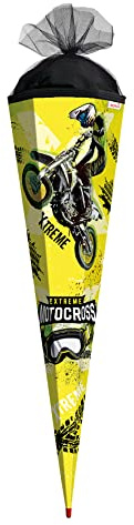 ROTH Schultüte groß Extreme Motocross 85 cm - 6-eckig Rot(h)-Spitze Tüllverschluss