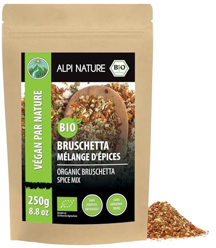 Alpi Nature Especias Bruschetta Picantes Orgánicas 250g, Condimento Italiano, Mezcla de Especias de Chile