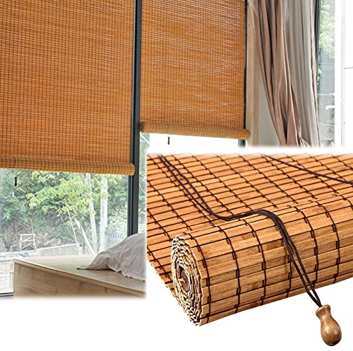 V3VOGUE Bambus Rollo Innen/Außen Raffrollos - Garten Terrasse Balkon Bambusrollo Mit Zubehör, 85% Verdunklungsrollo Mit Seitenzug, Sonnenschutz Sichtschutz Holzrollo Jalousie, Anpassbar