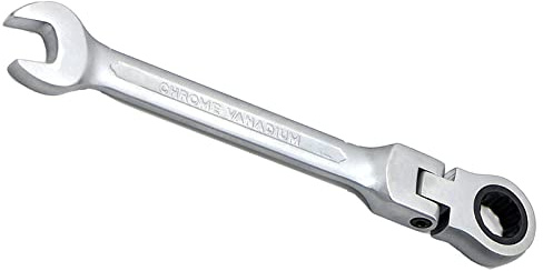 Vokenforu 22mm Flexible Head Ratchet Spanner, Matte Ratcheting Combination Wrench, Nickel Plated Medium Carbon Steel Open End Spanner Metric