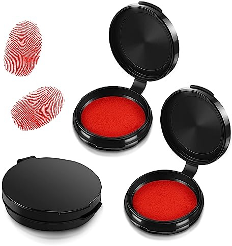 3 Pcs Red Thumbprint Ink Pad Finger Ink Pad Finger Printing Ink Pad Ink Pad Stamp Ink Pads Bright Colors, Clear Fingerprints, No Smudges for Office, Business Trip, Signing Contracts (Red)