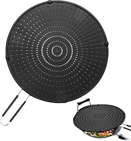 Gcroet 1PC Frying Pan Splatter Guard 13 Inch Silicone Splatter Screen Guard for Frying Pan Multi-Use Heat Resistant Grease Cover for Skillet Kitchen Tools