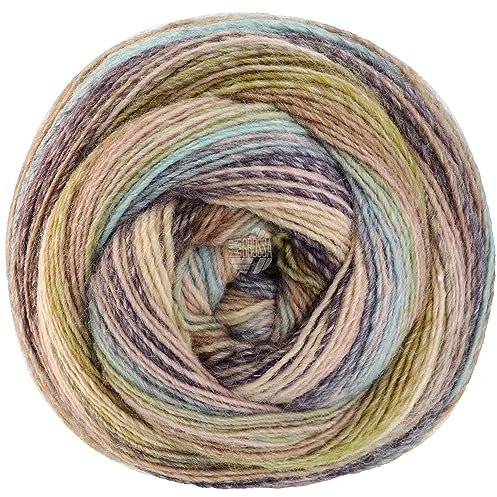 LANA GROSSA Gomitolo Arte | Dochtgarn mit unterschiedlichen Degrade-Farbverläufen | Handstrickgarn aus 60% Schurwolle & 40% Polyacryl | 200g Wolle zum Stricken & Häkeln | 700m Garn FB 1018
