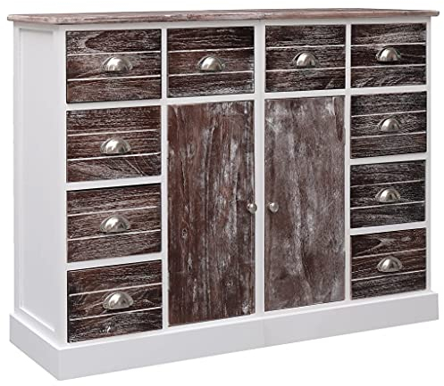 BaraSh Sideboard mit 10 Schubladen Braun 113 x 30 x 79 cm Sideboard Wohnzimmer Flurschrank SchräNkchen MöBel SchräNke Sideboard Holz
