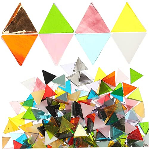 EXCEART Glas Mosaiksteine Dreieckiges Design Bunte Selbstgemacht Mosaikfliesen 1 Tasche 200g Frostbeständig für Innen und Außenbereich Bastelarbeiten Heimdekoration Garten Vasen Tische Bilderrahmen