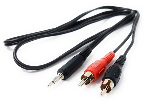 DRUT Kenable™ - Cavo audio AUX con connettore jack mono da 3,5 mm a 2 connettori RCA Phono, lunghezza 1 m
