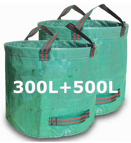 Garden Waste Bags 1X500L1X300L,Green Waste Bags Heavy Duty,Garden Bag With Handle, Reusable Storage Bag For Collection Of Garden Leaves Weeds,Pop Up Waste Bin, Buckets Flexi Tubs.