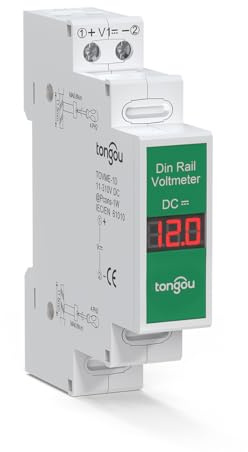 TONGOU Carril Din Voltímetro DC 11-310V, Medidor de Tensión con Pantalla Digital roja LCD, Voltmeter para Control de Sistemas Solares Fotovoltaicos/Batería