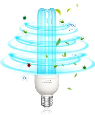 BrightArk LED Lampe Desinfektion mit Ozon Licht 55W E27 254nm Keimtötende Lampe Starke Sterilisation und Desinfektion AC220-240V Perfekt für Küche, Schlafzimmer, Wohnzimmer, Büro Frischluft