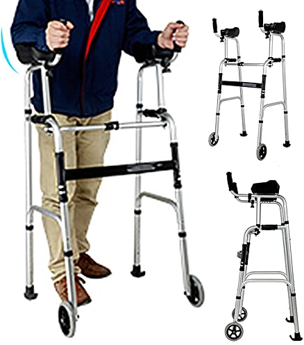 CGCSYZ Gehhilfe für Senioren mit Rädern, Leichte, Zusammenklappbare Gehhilfe für Senioren/ältere Menschen/Behinderte, Aufrechter Rollator, Tragkraft 150 Kg, Gehgestell aus Alumi(