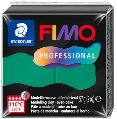 STAEDTLER 8040-500 ST, modelleringsmassa Fimo Prof 57 g grön, standard | Ugnhärdande, fast konsistens, hög formstabilitet – filigran arbete – artikelnr. 8040-500