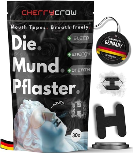 Die Mundpflaster | (30 Stück) Premium Black Mouth Tape für Nasenatmung