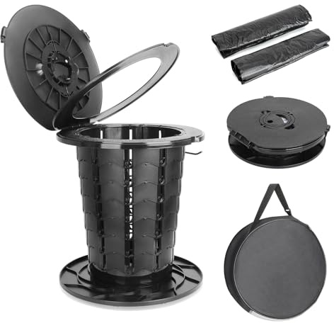 Folding Camping Toilet - Portable Toilets for Adults with Lid, Bag, Seat, Collapsible Travel Toilet for Outdoor, Hiking, Fishing, Caravan, Car, Load 180kg