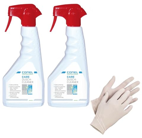 2 flaconi da doccia Conel Care, 500 ml, disponibili a mano + guanti monouso