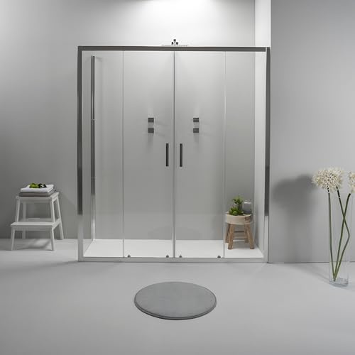 Box Doccia Angolare 80x180 cm - Cabina Doccia con Lato Fisso Trasparente, Temperato 6mm e Anticalcare, Porta Scorrevole, Profilo Cromato e Chiusura Magnetica - Facile da Installare e Pulire