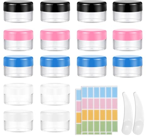 50 Stück 10ml Cremedosen zum BefüllenDöschen, Tiegel für Creme, Plastik Döschen, Leerdose klarer Tiegel, Cremedose Leer Transparent Tiegel mit Spatel und Etikett，Reise Töpfchen Döschen Set
