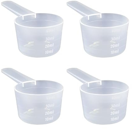 HugeDE 4 Pcs Plastic Washing Powder Scoop Transparent Measuring Scoop Long Handled Coffee Spoons Protein Powder Scoops Kitchen Baking Measuring Spoons for Liquid 40ml