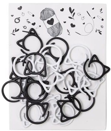 QIEIEI 24Pcs Cats Shaped Stitching Markers Metal Cotchet Locking Stitching Markers Rings for Knitting Crocheting Craft Project