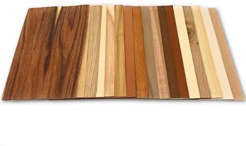 17 Blatt Echtholz Furnierblätter – Holzfurnier zum Basteln, Modellbau & Intarsien – Verschiedene Holzarten – Dünne Naturholzplatten – DIY Bastelset, Druckerpapier