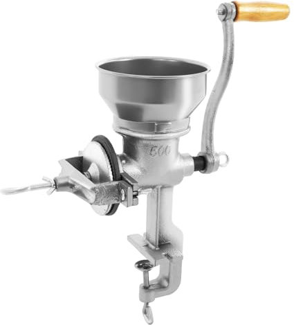 POTYYH Macinino manuale per cereali, macinino a mano regolabile, con morsetti da tavolo, per noci, caffè, cereali, semi, spezie