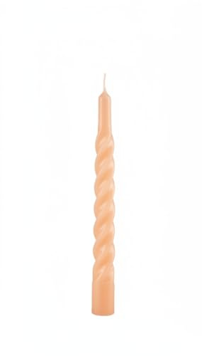 Lot de 3 bougies laquées Tortillon – Couleur pêche – Hauteur 21 cm – Diamètre standard de chandelier 2,2 cm – Durée 5 heures – Cereria Di Giorgio