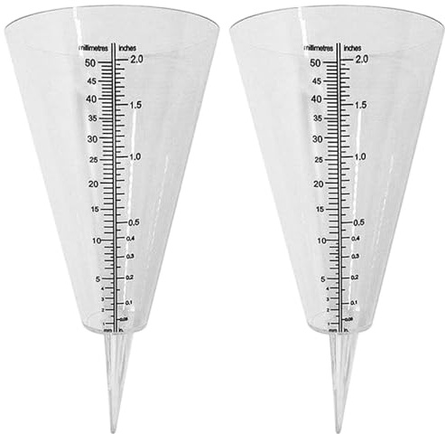 DAGLLGEW 2 pluviómetros para Exteriores, de plástico, con Forma de Cono y estaca para jardín.