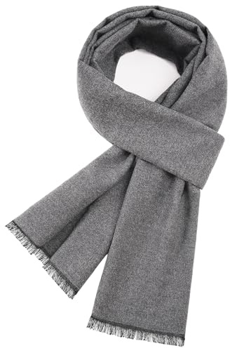 heekpek Schal Herren Winter Warm Lang Herrenschal Männer Plaid Tartan Scarf, 180cm×30cm, grau