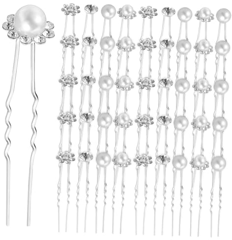 ELAYARD 40 Stück Teiliges U Förmiges Braut Haarnadeln mit Strass und Perlen Sichere Haarnadeln für Hochzeitsfrisuren Vielseitige Haarschmuck Forks für Braut und Brautjungfern