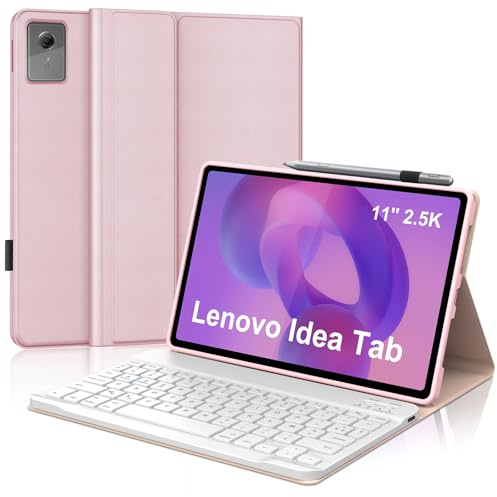 IVEOPPE Coque Clavier pour Lenovo Idea Tab 11 2025/Tab M11 2024 11 Pouces | Étui Keyboard Magnétique Détachable Bluetooth sans Fil, AZERTY Français avec Porte Crayon pour Lenovo idea Tab 11, Rose
