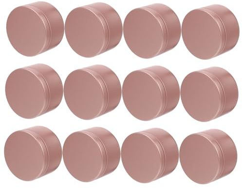 FONDOTIN 12 Tarros Metálicos para Velas de 50 Ml Tapa Sellada, Aluminio Resistente, Diseño Compacto y Portátil, Reutilizables para Fabricación de Velas y Almacenamiento en Viajes