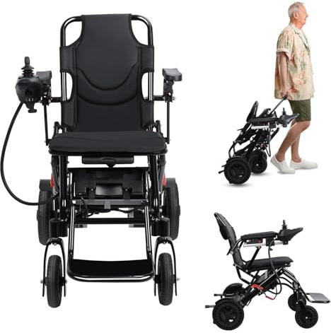 Silla de ruedas eléctrica ligera y plegable para adultos, sillas de ruedas eléctricas con aprobación de aerolíneas, motor de 500 W, rango de 12 millas, plegado en un segundo, silla de ruedas eléctrica
