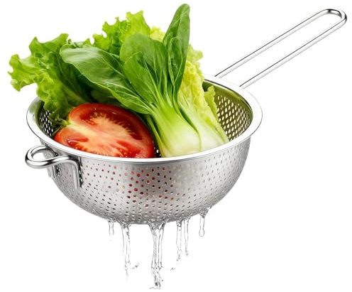 Colador para la cocina, malla fina de acero inoxidable, colador para pasta, escurridor de alimentos, para frutas, pasta, ensalada, patatas fritas, cocina, lavado, hogar, apartamento