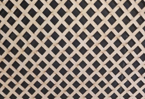 Decorative MDF Wall Divider Panel, Lattice Diamond Pattern, Natural Wood, 620mm x 600mm x 6mm, Laser Cut Ventilation Grille for Cabinet, Radiator Cover, DIY Projects