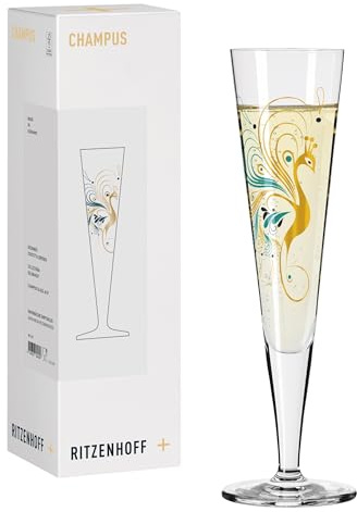 RITZENHOFF Flûte à champagne - 200 ml - Fabriqué en Allemagne | Réf. 1071049, Série Goldnacht, 1 flûte à champagne 200 ml, en cristal, lave-vaisselle