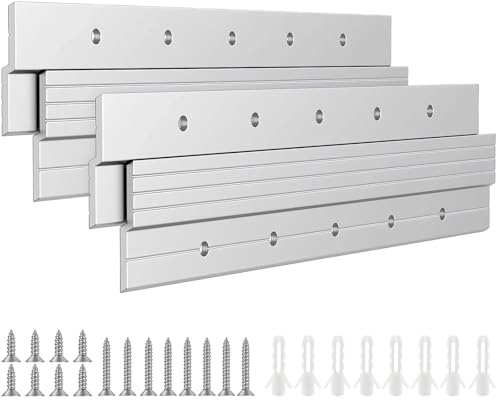 HUANR 4 Stück Verstärkte Z Profil Aluminium aus Aluminiumlegierung, 12 Zoll | Hängeschrank Halterung für Bilder, French Cleat Leisten für Plakate und Bilderrahmen