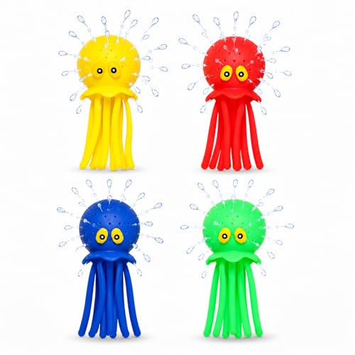 Shyllin Wasserspielzeug Kinder Oktopus 4er Set, Pool Spielzeug Kinder für Schwimmbad und Badewanne, Spritzendes Oktopus Wasserspielzeug Pool, Sommer Spielzeug ab 3 Jahre
