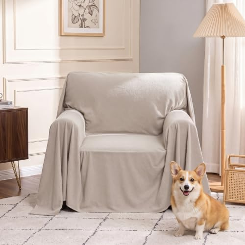 MYSKY HOME Sesselschoner für Relaxsessel Sofa Überzug 1 Sitzer | Haferfarben,1er Set,180x230cm,Sesselbezug für Zuhause,Sesselüberwurf Armlehnenschoner für Haustieren,Sessel Bezug