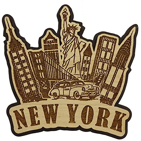 Printtoo Holz graviertes New York Kuhlschrankmagnete Andenken - Geschenk