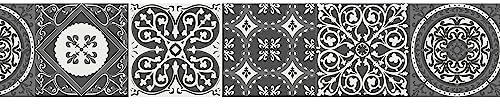 Frise adhésive 15x300 cm, Carreaux de Ciment Gris Blanc, Déco Murale Intérieure - Autocollant Mural pour Maison et Bureau