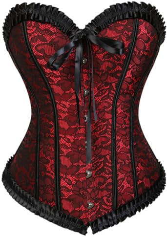 KUOSE - Top Corsetto da Donna, Nero e Bianco, Modellante per il Busto, Taglia Unica, Colore: rosso, S