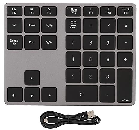 fasient Clavier sans Fil à Distance de Travail de 8 à 10 mètres, Clavier numérique, Universel Externe Mni pour Ordinateur Portable pour Ordinateur(Iron Gray)