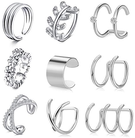 Ear Cuffs Pendientes de clip de oreja de acero inoxidable Pendientes de caracol de hélice no perforados falsos para mujeres