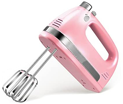 SMSOM Electric Hand Mixer, 5-Speeds Lightweight Hand-Held Electric Mixer, Portable Powerful Kitchen Mixer Stainless Steel Egg Whisk for Baking & Cakes (Color : Pink)
