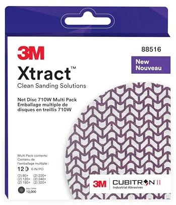 3M Xtract Cubitron II Nätskiva 710 W, 6 tum, 12 stycken multipack krok och ögla slipskivor, 80+, 120+, 180+, 220+, 240+, 320+, praktiskt taget dammfri, blandade kvaliteter, 88516